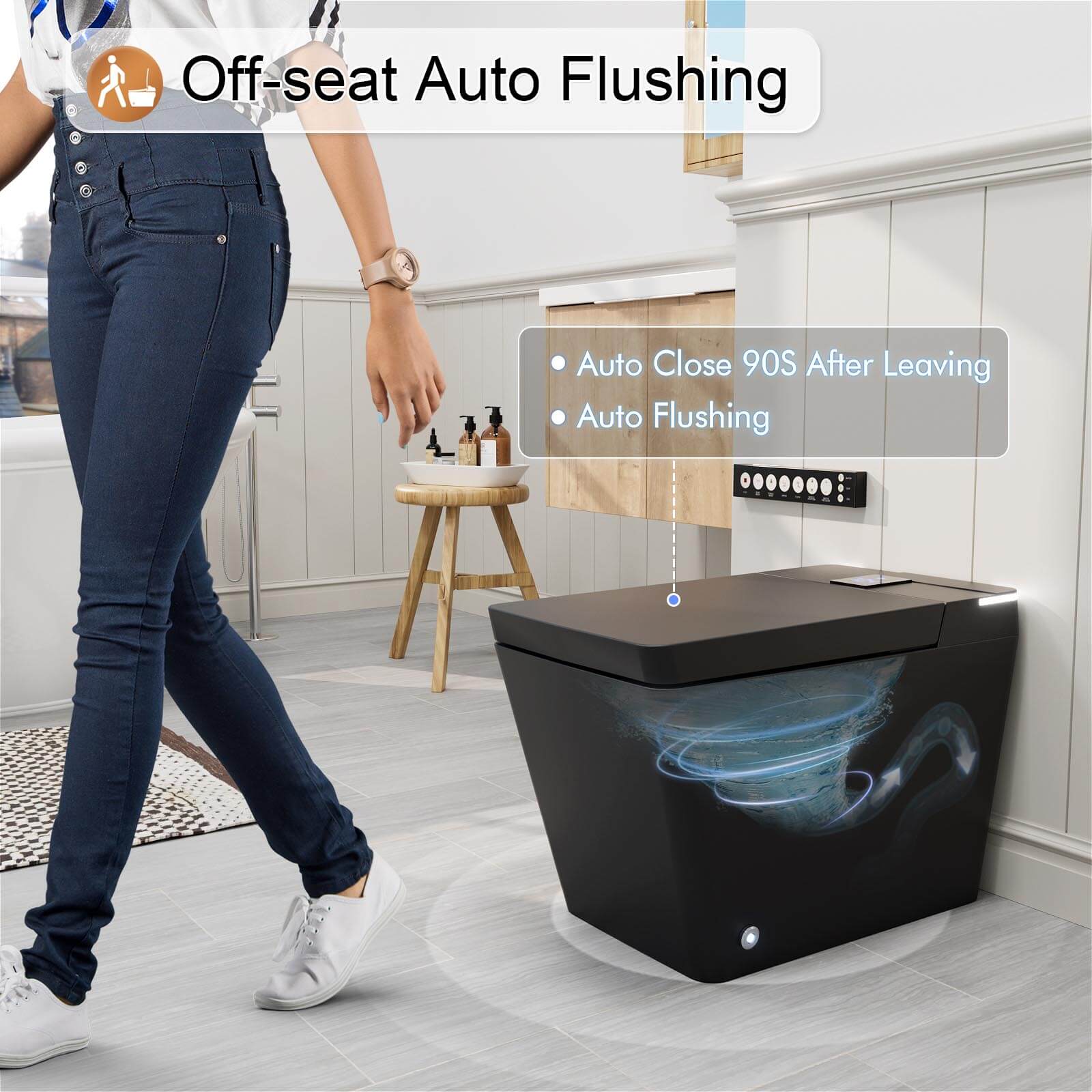 Floor Mounted Square Smart Toilet with Auto flushing