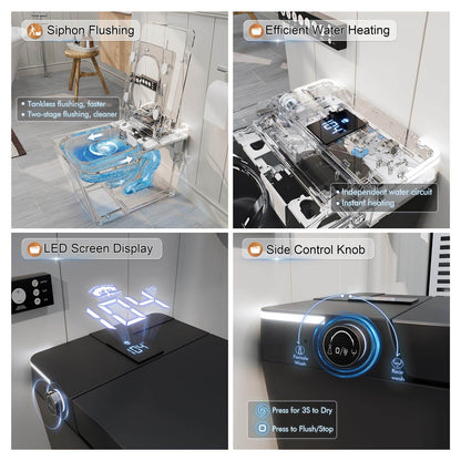Floor Mounted Square Smart Toilet with LED Display