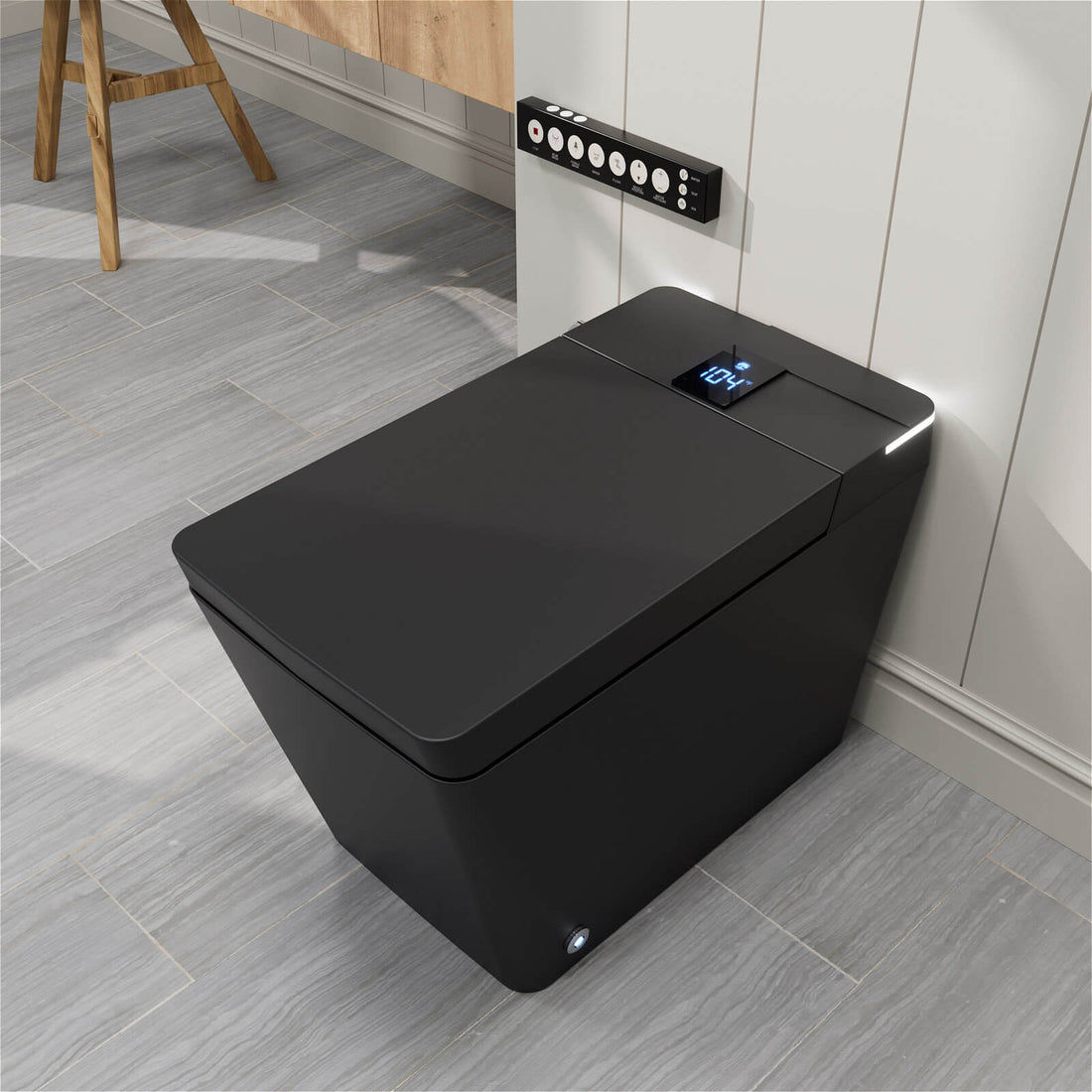 Floor Mounted Square Smart Toilet with Remote Control and Automatic Cover