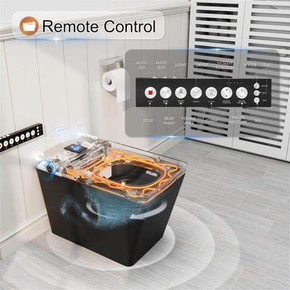 Floor Mounted Square Smart Toilet with Remote Control and LED Display
