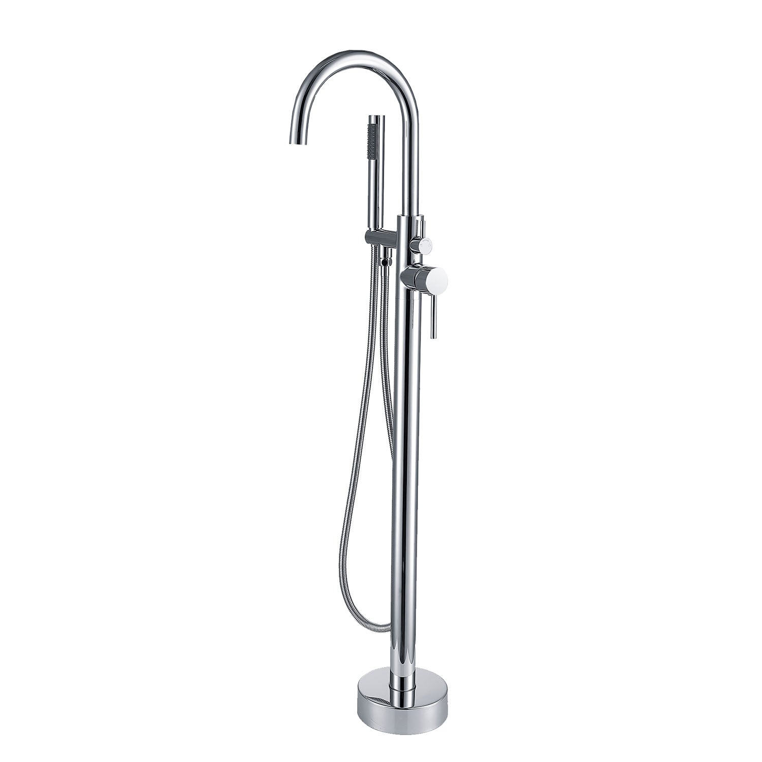 Floor mount tub filler faucet chrome with hand shower and hose