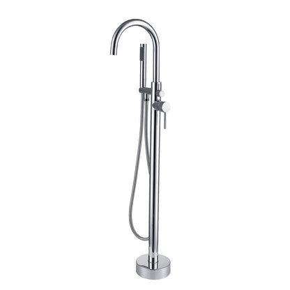 Floor mount tub filler faucet chrome with hand shower and hose