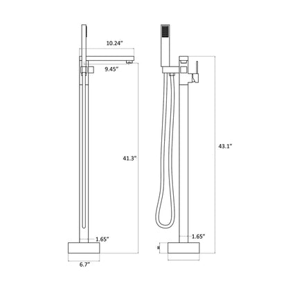 Floor mount tub filler oil-rubbed bronze freestanding bathtub faucet dimension