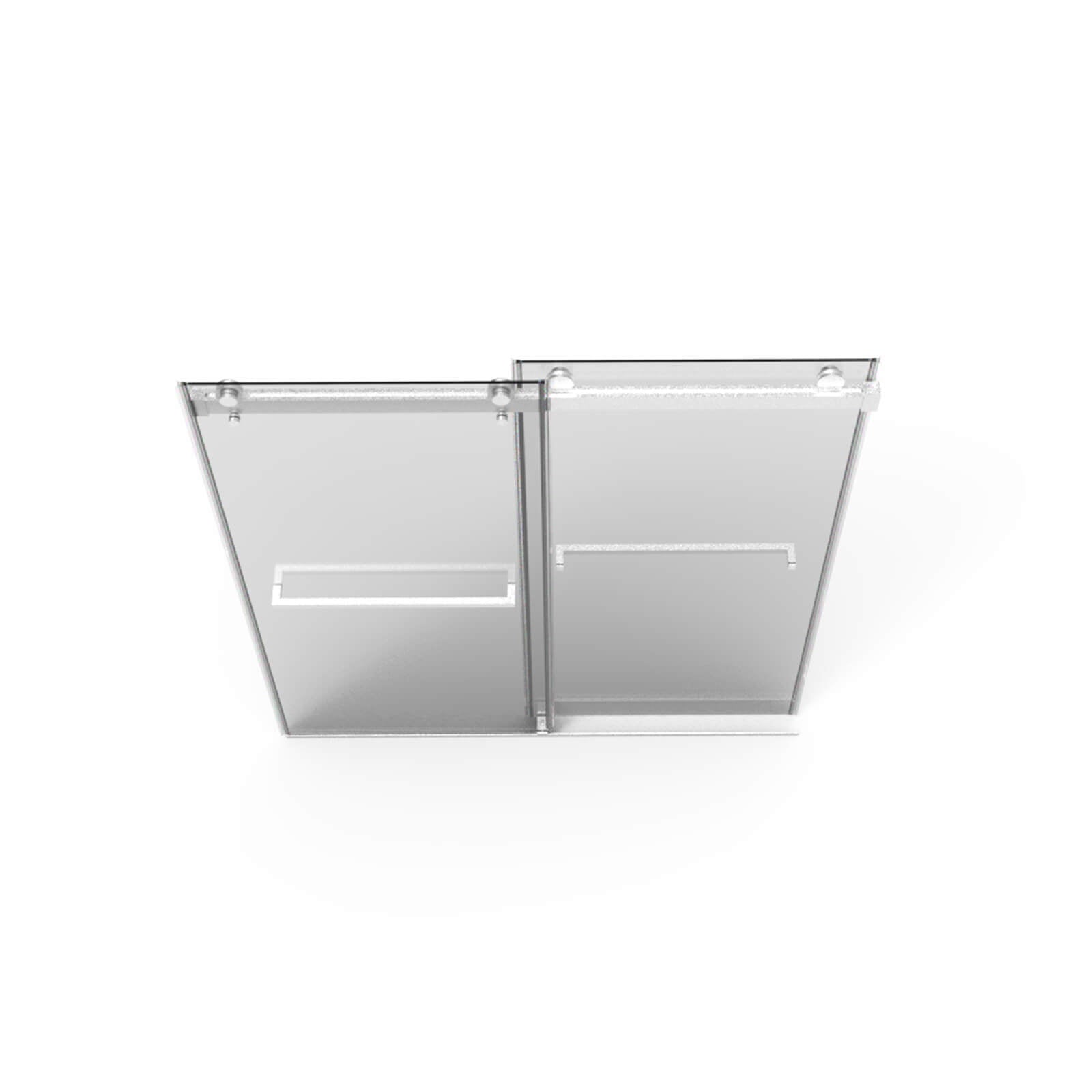 Frameless shower enclosure with brushed metal edges