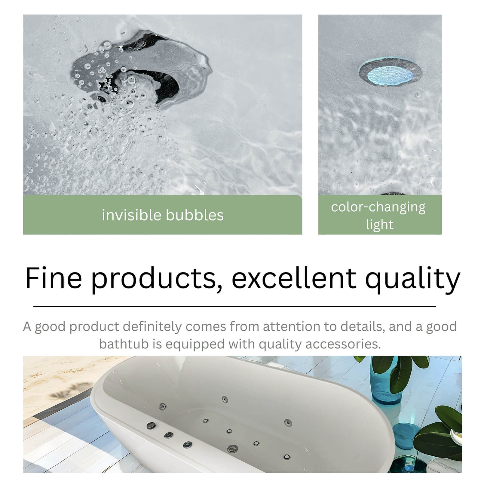 Freestanding massage bathtub with adjustable hydro jets