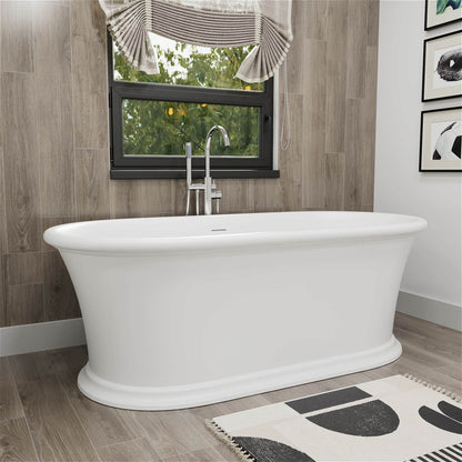 Freestanding stone resin bathtub with symmetrical double ended design