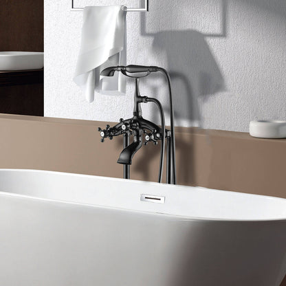 Freestanding bathtub faucet with hot and cold control