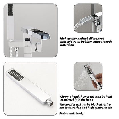 Freestanding bathtub faucet with water aerator for gentle and smooth flow