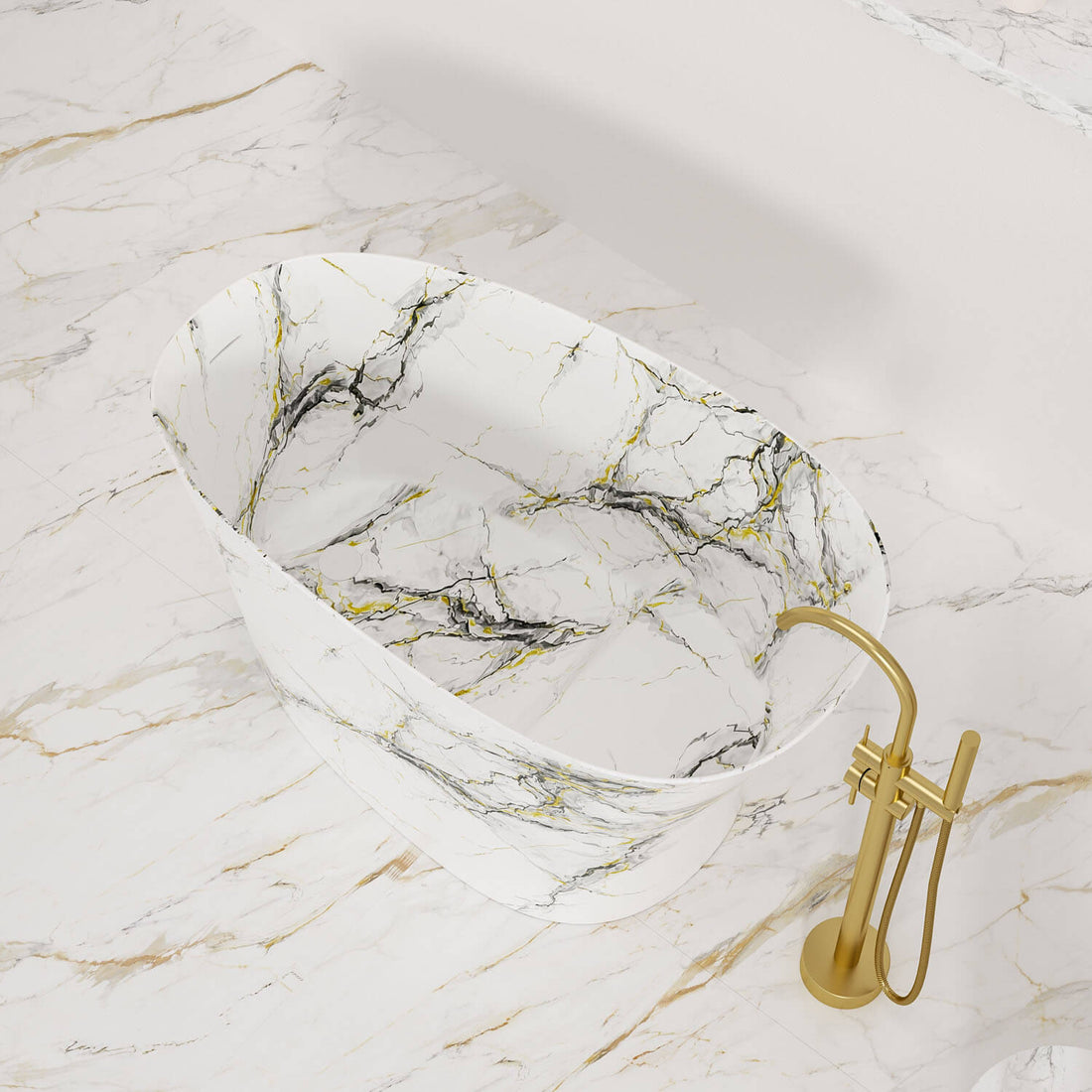 Freestanding small bathtub with deep soaking depth and ergonomic seat