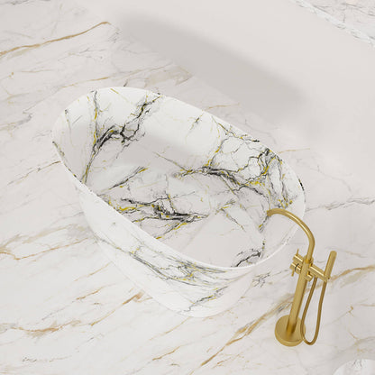 Freestanding small bathtub with deep soaking depth and ergonomic seat