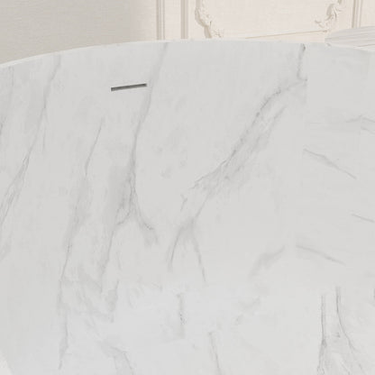 Freestanding white bathtub with integrated overflow system