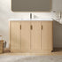 Front View 48 inch Striped Wood Grain Bathroom Vanity Single Undermount Sink