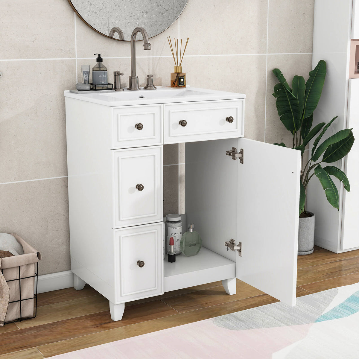 Navata Vanity 24 Inch White Bathroom Vanity Eviva Odessa Zinx+® 24