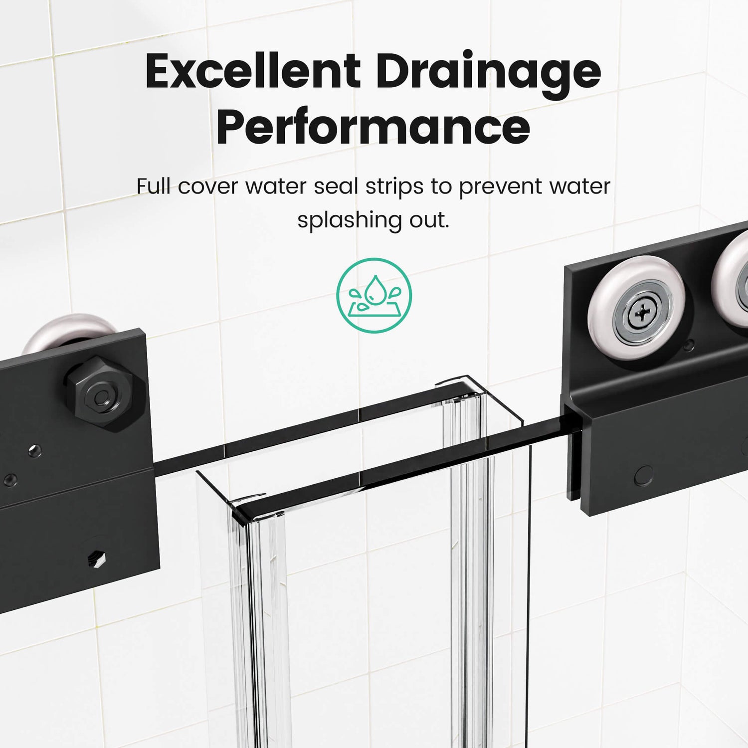 Full-Length Waterproof PVC Seals on Matte Black Framed Shower Enclosure