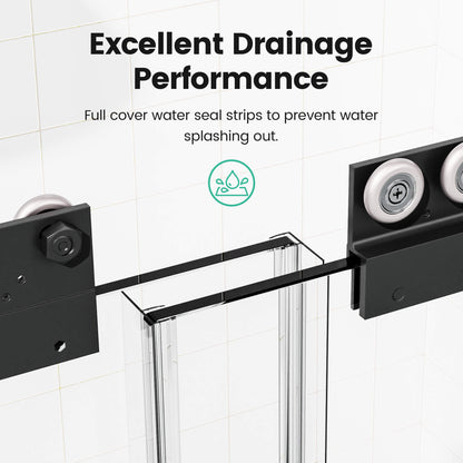 Full-Length Waterproof PVC Seals on Matte Black Framed Shower Enclosure