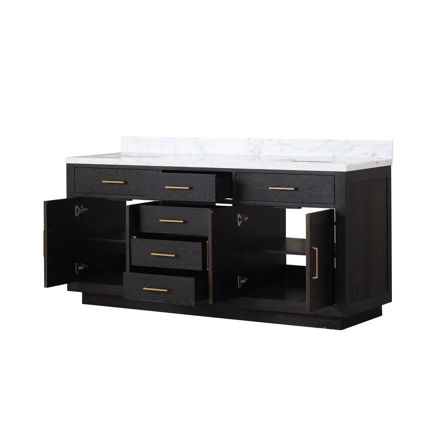 72&quot; Black Oak Bathroom Vanity with Toe Kick