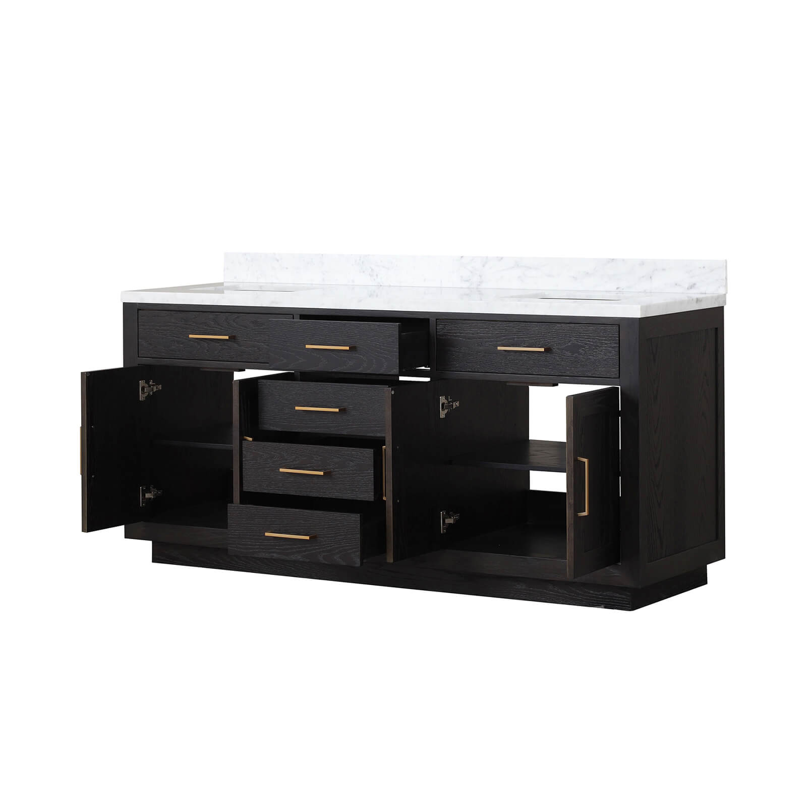 72&quot; Black Oak Bathroom Vanity with Toe Kick