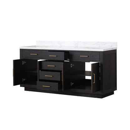 72&quot; Black Oak Bathroom Vanity with Toe Kick