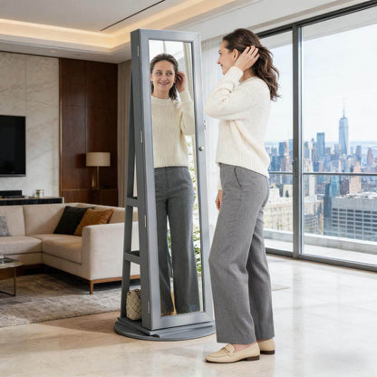 Full length mirror for outfit fitting in modern city view living room