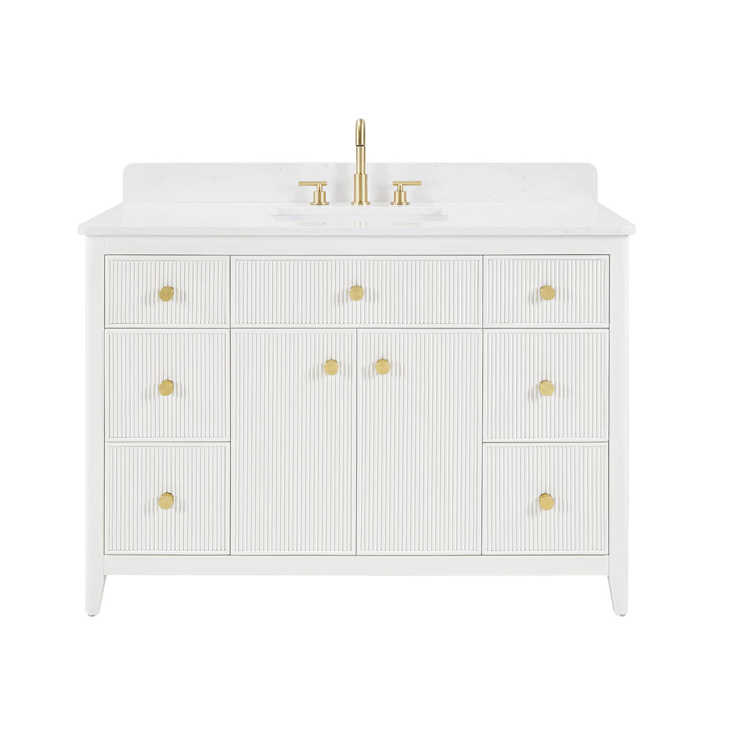 Fully assembled freestanding bathroom vanity with open back design