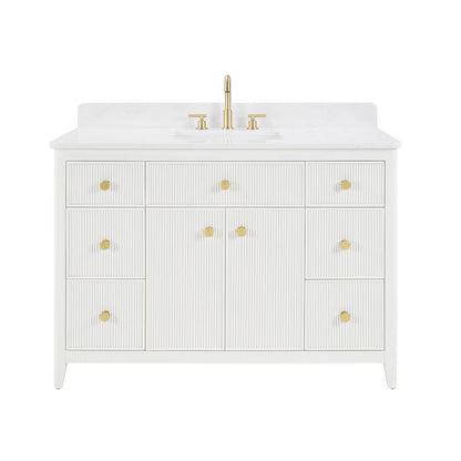 Fully assembled freestanding bathroom vanity with open back design