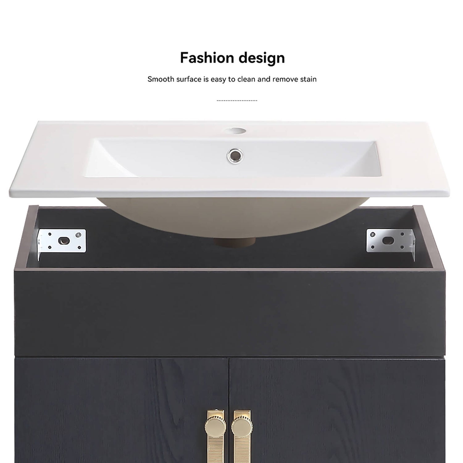 Functional vanity with pre assembled ceramic top included