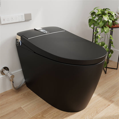Giving Tree Elongated One-Piece Floor Mounted Black Smart Toilet with Remote Control