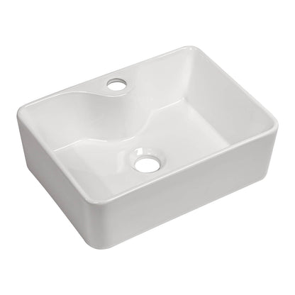 Glossy finish vessel sink for small vanity installations