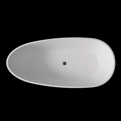 Glossy white ceramic soaking tub with curved edges and minimalist style