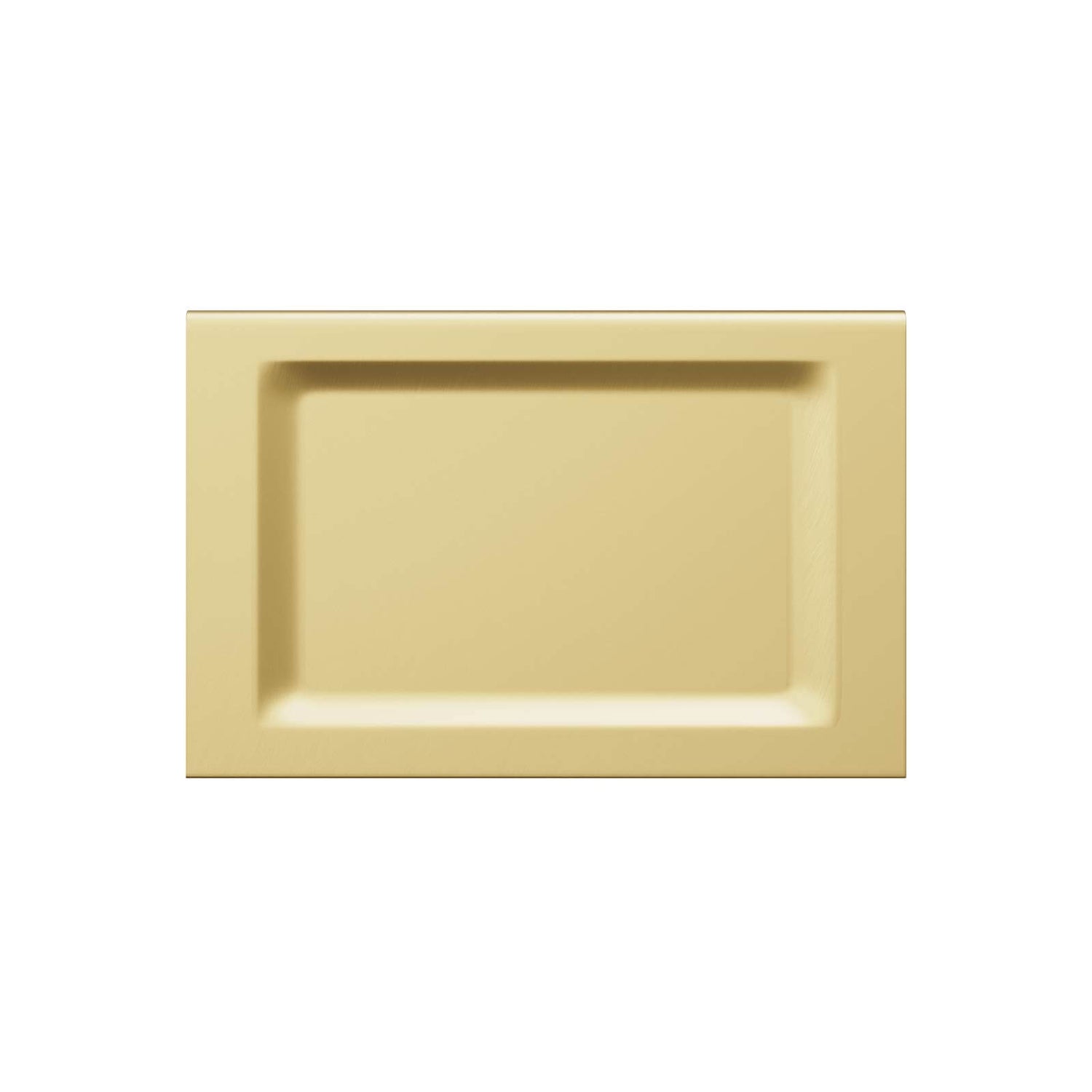 Golden bathroom fixture holding toilet roll and phone