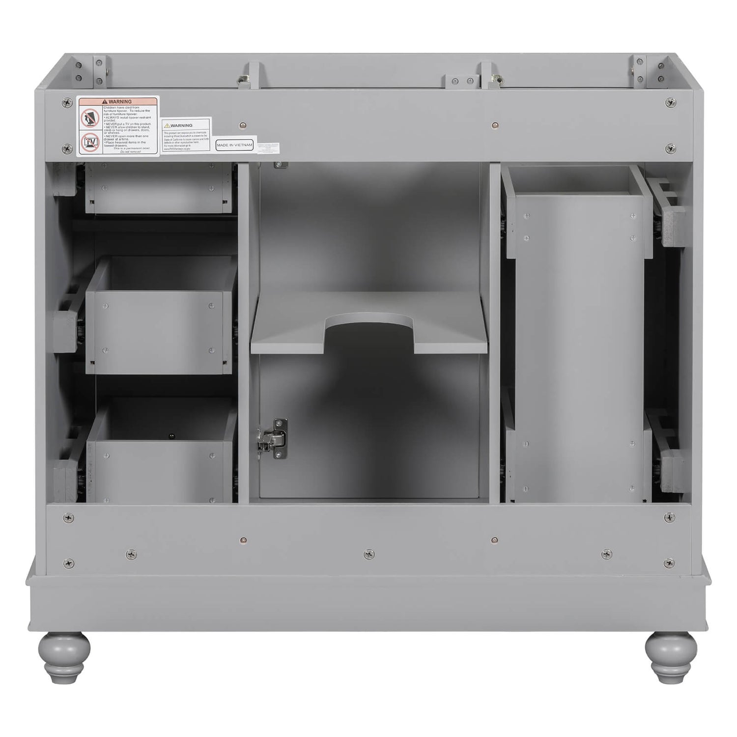 Gray bathroom cabinet designed to complement any sink style