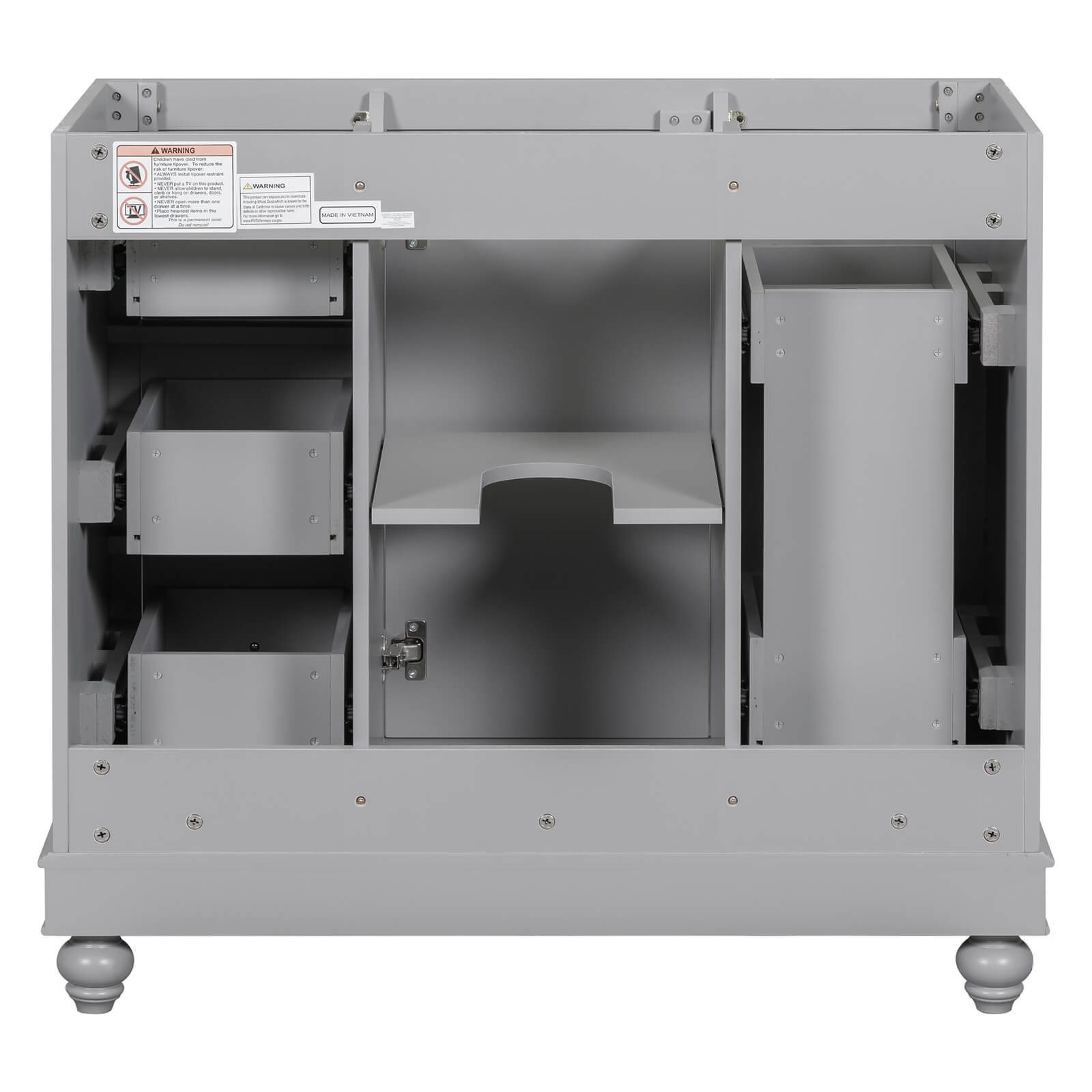 Gray bathroom cabinet designed to complement any sink style