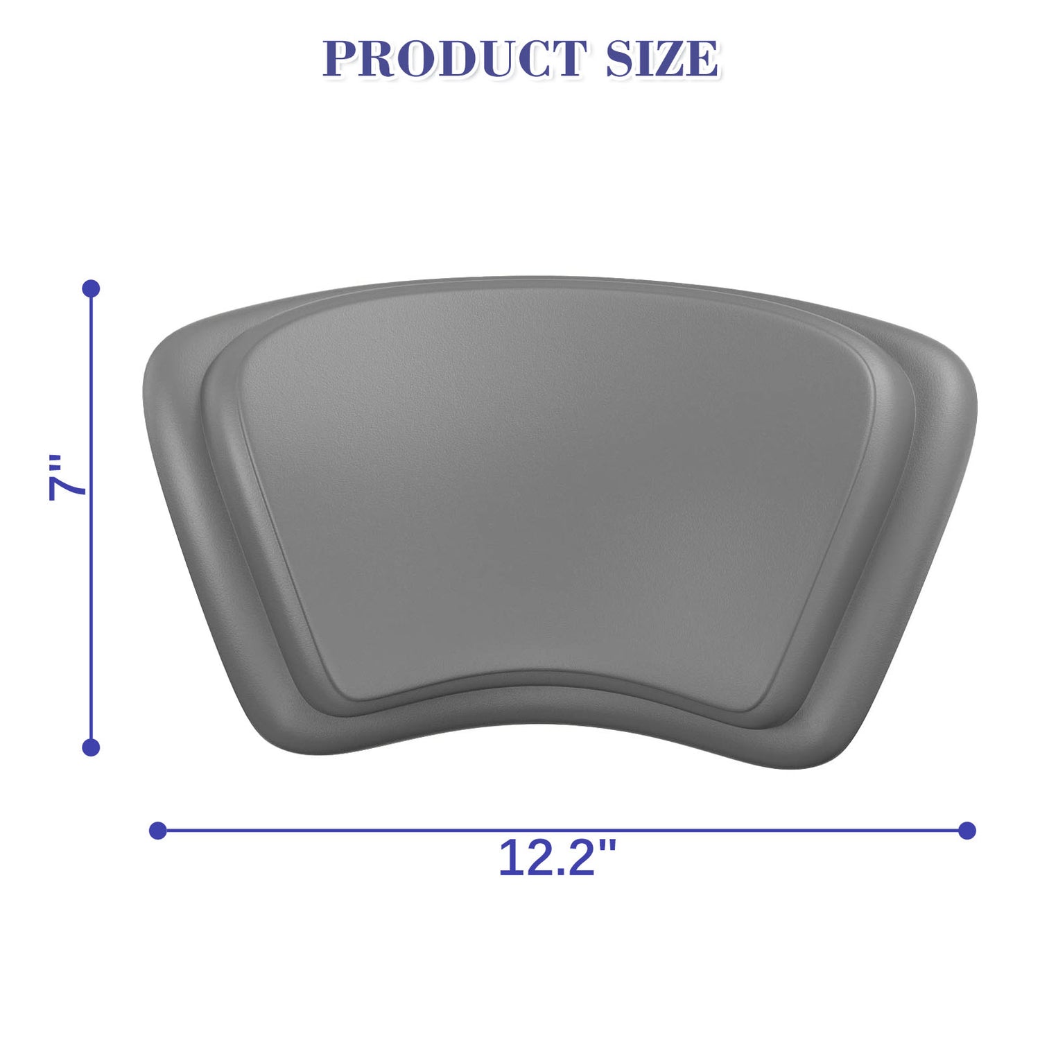 Gray bathtub pillow size diagram
