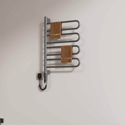 Gray towel warmer adding warmth and style to bathroom decor