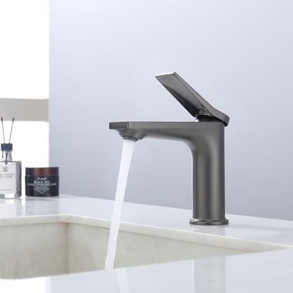 Grey Single Hole Single Handle Bathroom Faucet