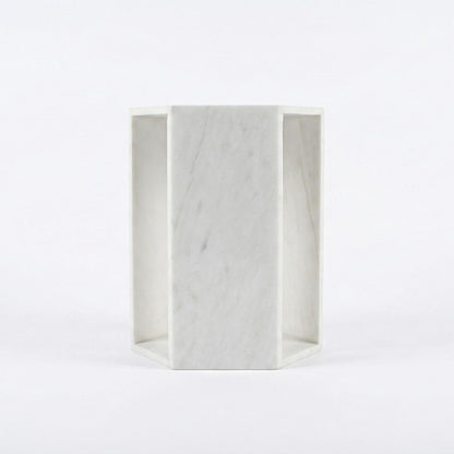 "Cloud-Like" Veining Patterns Marble White Side Table for Bathroom or Bedroom Nightstand or Gift New House Decor