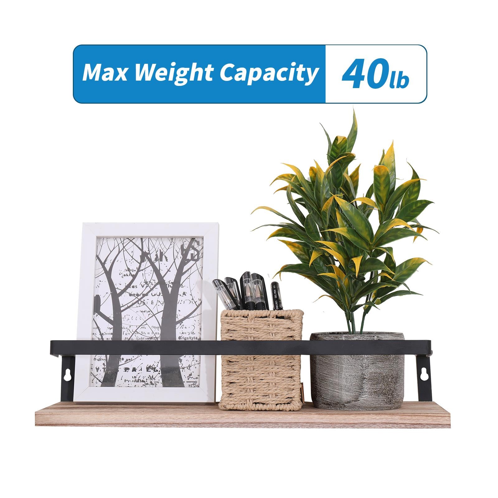 Wall-Mounted Shelves with Brackets for Bathroom Storage Organizer (Set of 2)