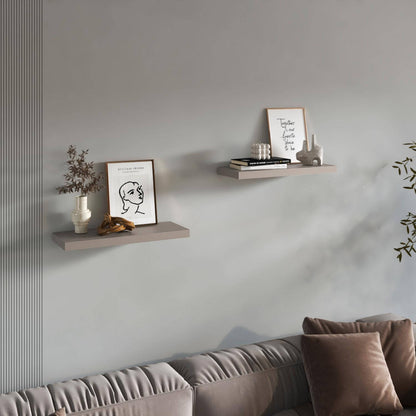 31.5" Taupe Floating Shelves for Bathroom Storage (Set of 2)