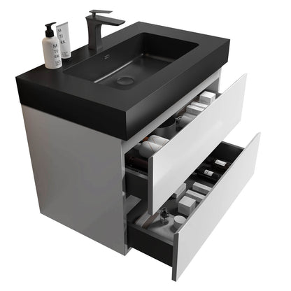 High End White Floating Vanity with Soft Close Drawer Slides