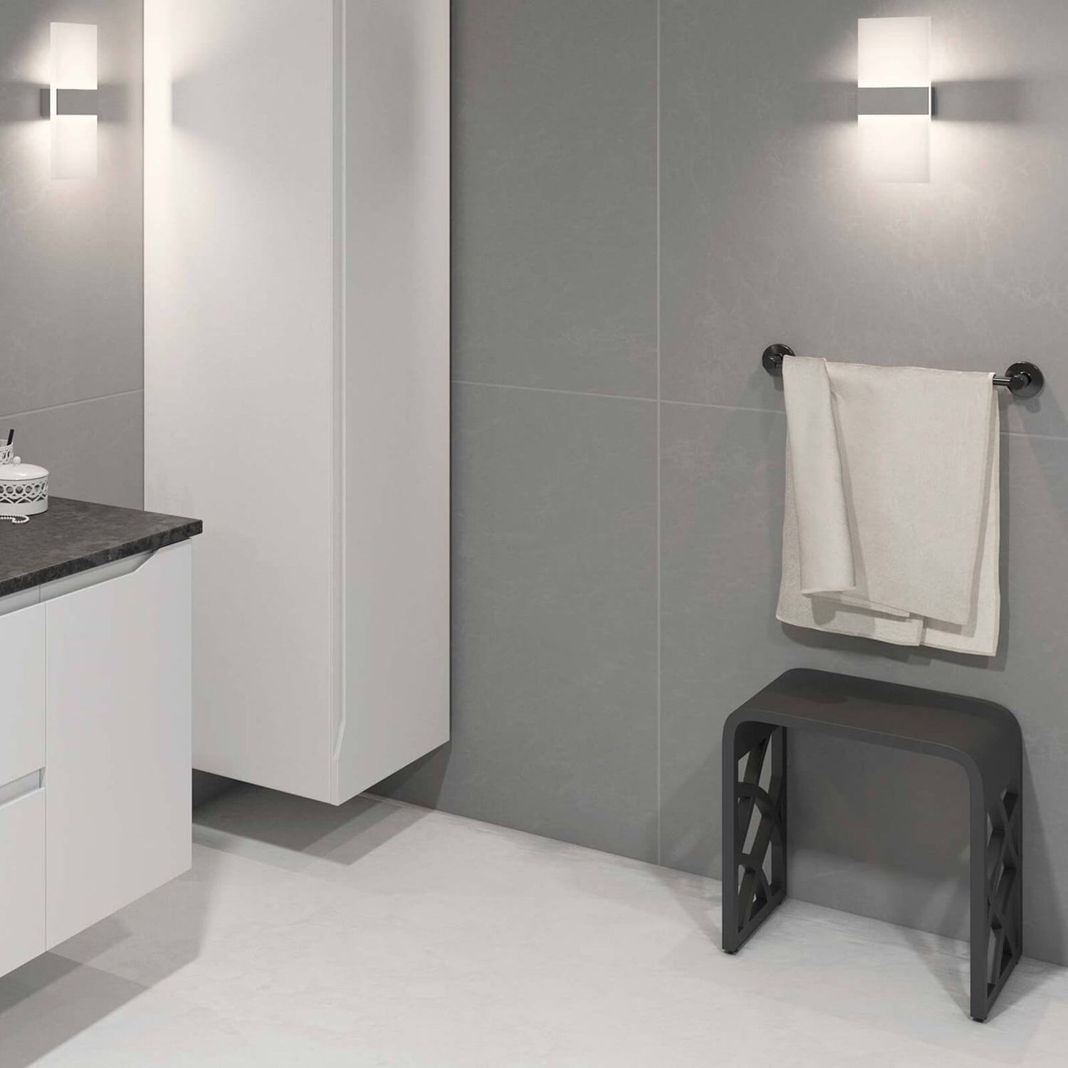 High Strength Black Solid Surface Shower Stool