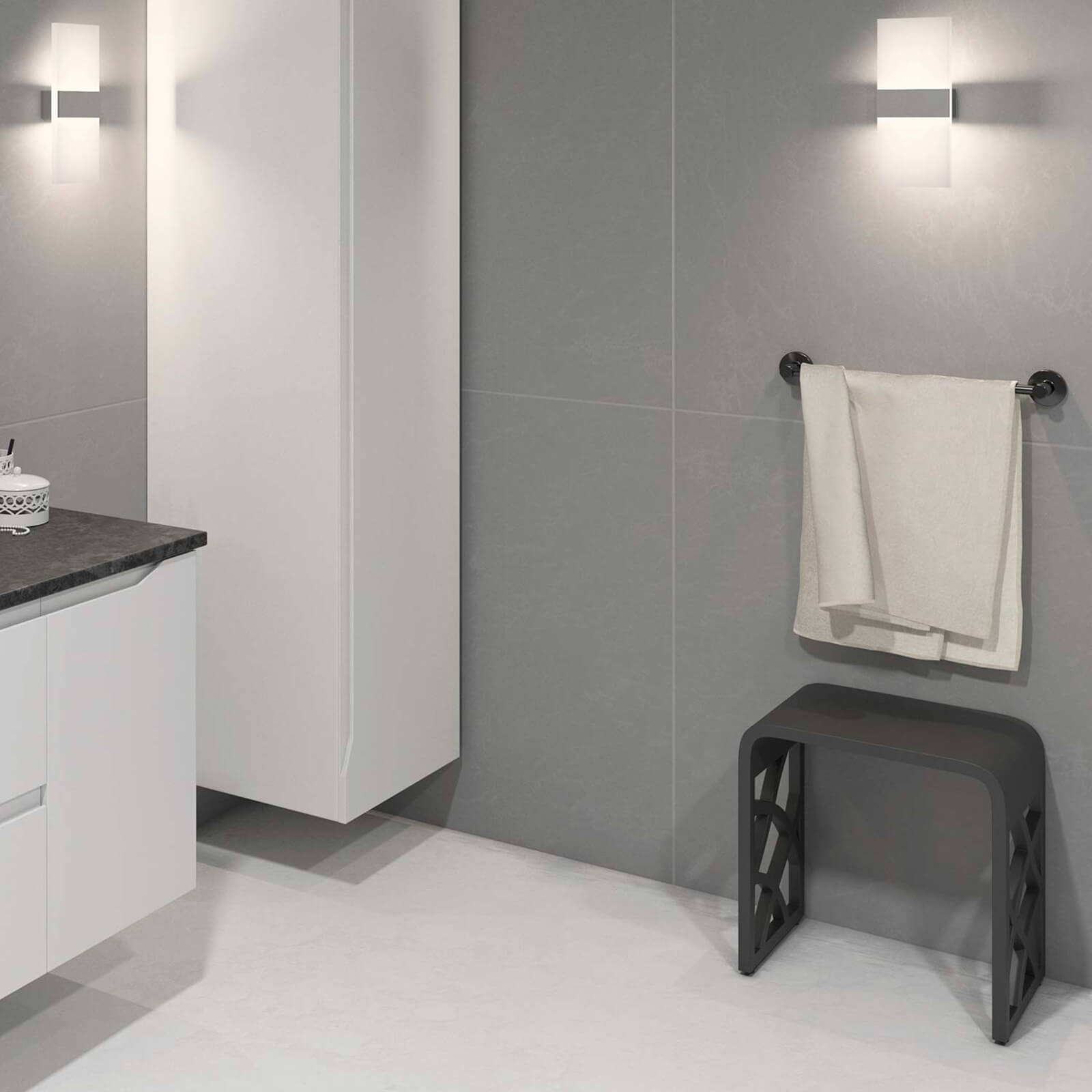 High Strength Black Solid Surface Shower Stool