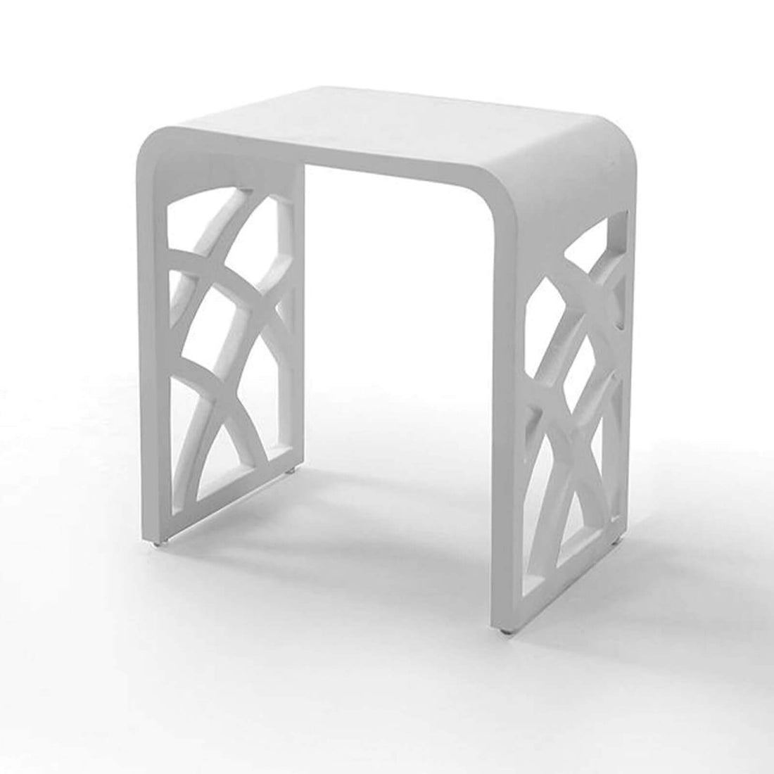 High Strength Matte White Solid Surface Shower Stool with Suction Cups for Stability
