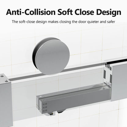 High end chrome soft close shower door with silent operation