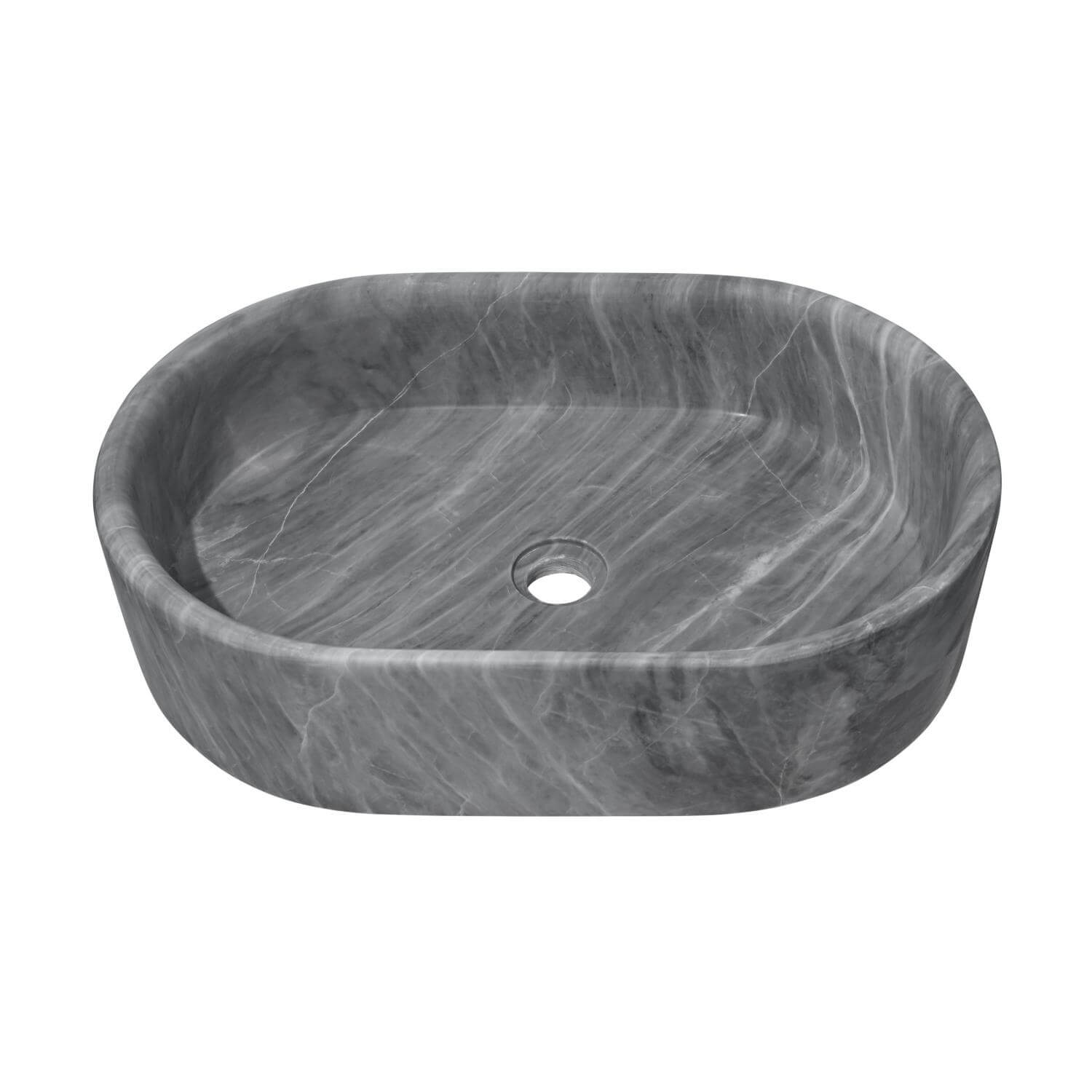 24" Gray Marble Oval Vessel Sink for Bathroom Vanity Countertop