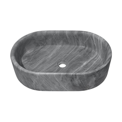 24" Gray Marble Oval Vessel Sink for Bathroom Vanity Countertop