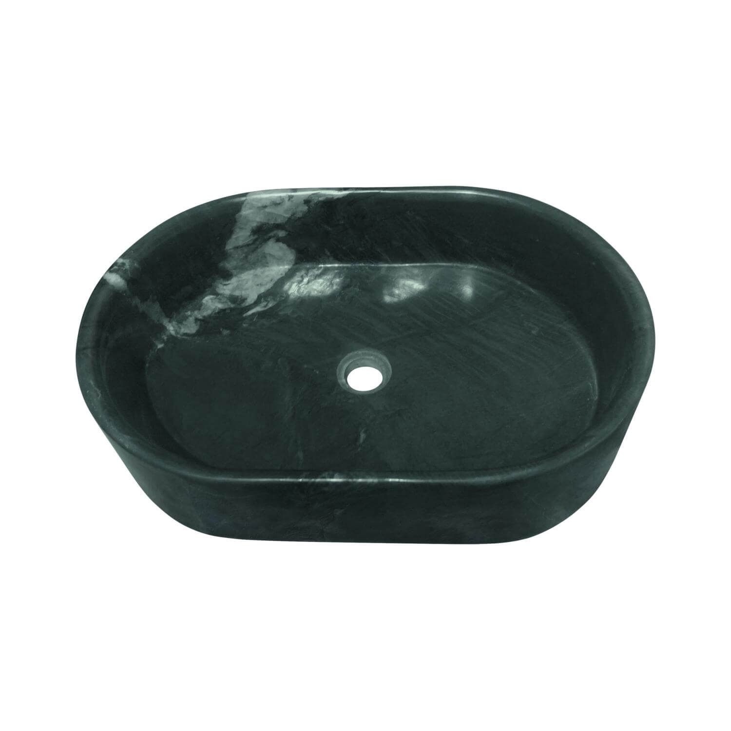 24" Green Natural Marble Oval Bathroom Vessel Sink for Vanity Countertop