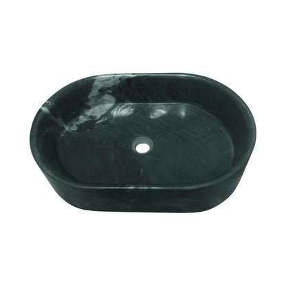 24" Green Natural Marble Oval Bathroom Vessel Sink for Vanity Countertop