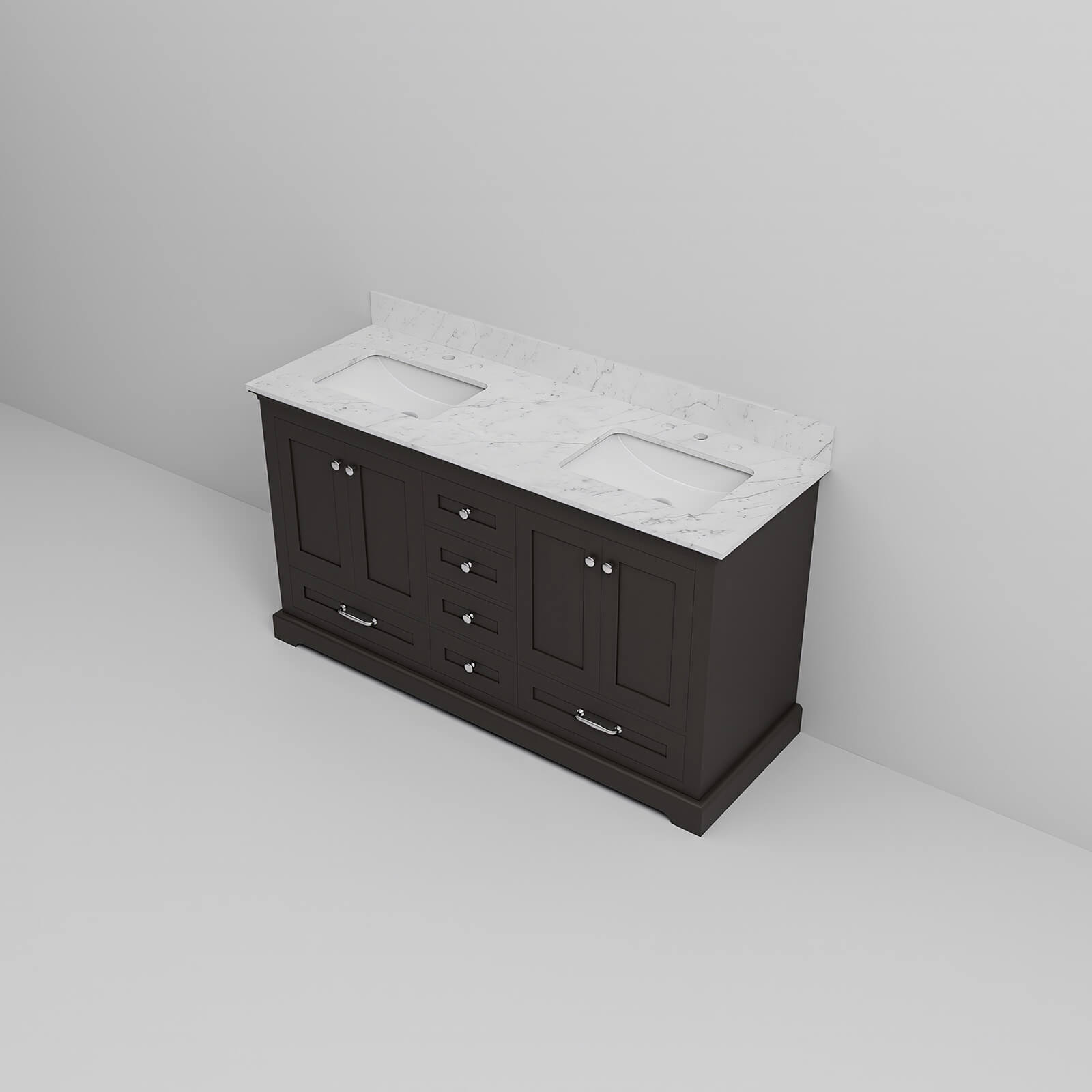High quality plywood wood cabinet with sleek Carrara marble countertop