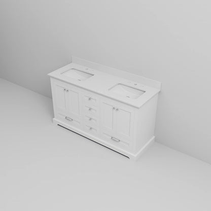 High quality white vanity with soft close doors and drawers for a quiet bathroom experience