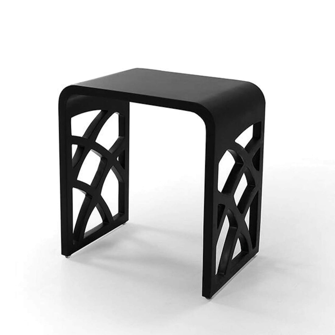 High strength black solid surface shower stool with non slip design